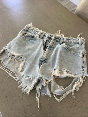 Levi’s Vintage Light Blue Distressed Denim Jean Shorts